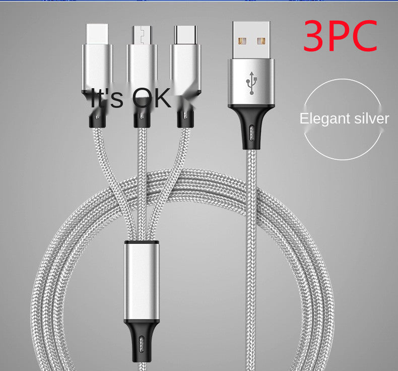 Three-head Mini Braided Three-in-one Data Cable